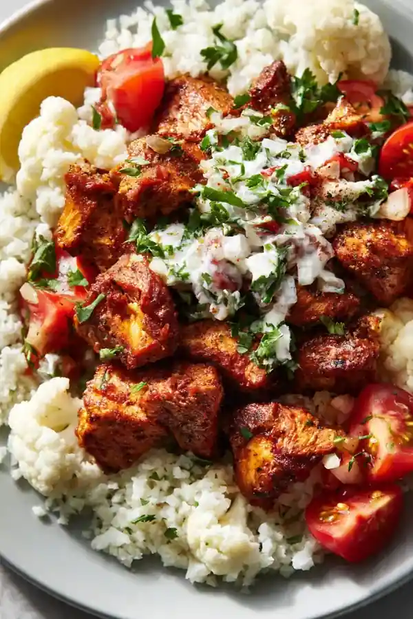 Baked Chicken Shawarma with Cauliflower Rice Bowl