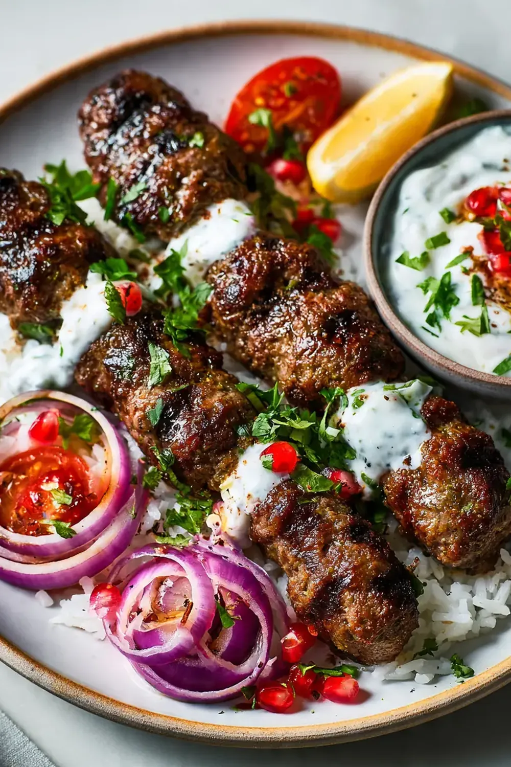 Beef Kofta Kebabs with Garlic Yogurt Sauce