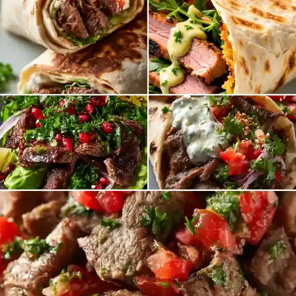 Beef Shawarma Wraps With Pickles & Tahini