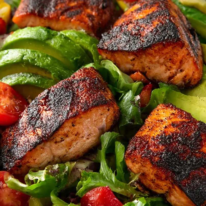 Blackened Salmon Salad With Avocado