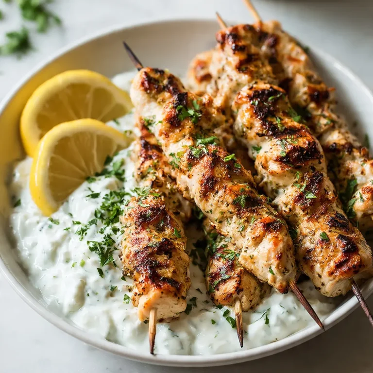Chicken Souvlaki Skewers With Tzatziki