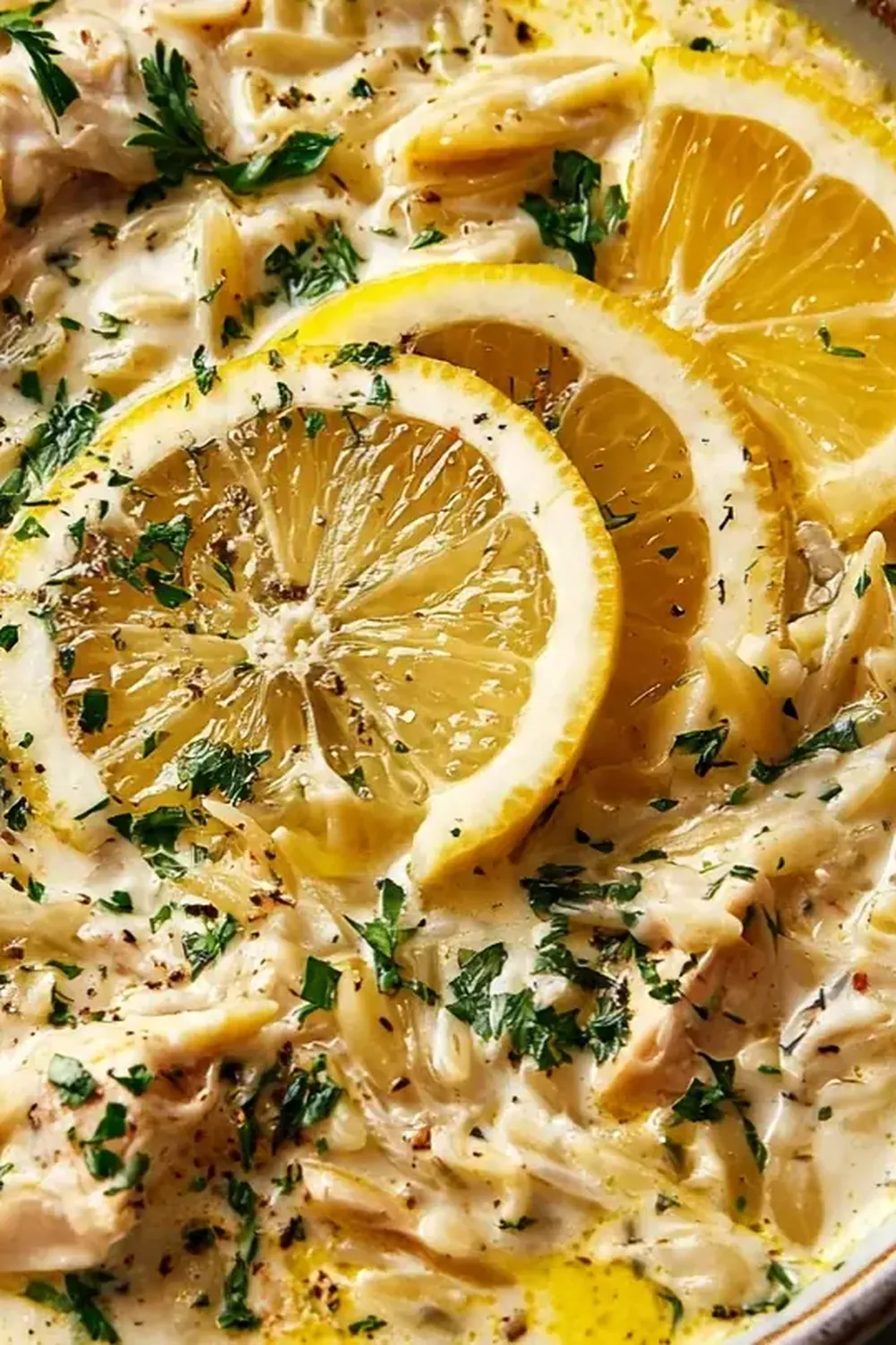 Creamy Lemon Chicken Orzo Soup