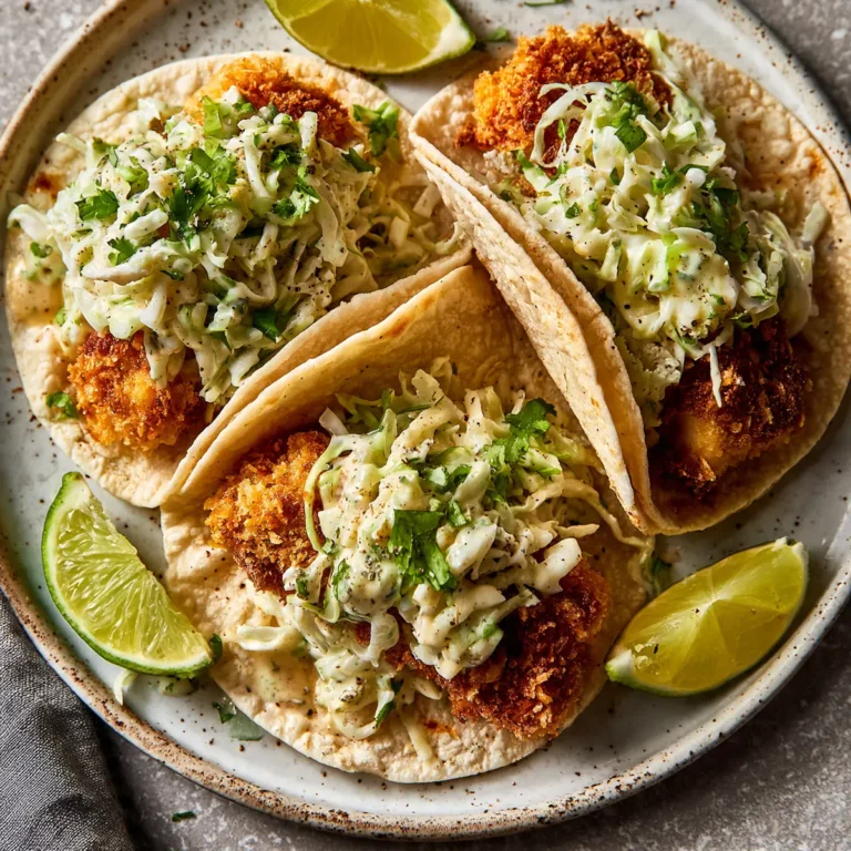 Crispy Baked Fish Tacos With Lime Slaw