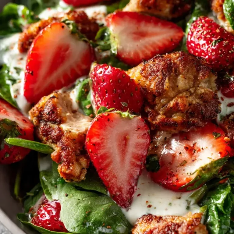 Crispy Chicken Strawberry Spinach Salad