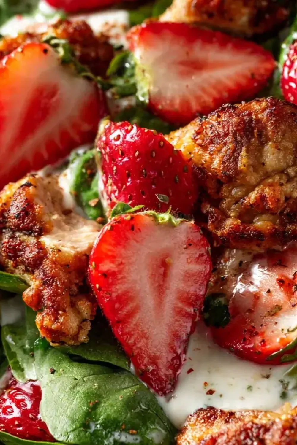 Crispy Chicken Strawberry Spinach Salad