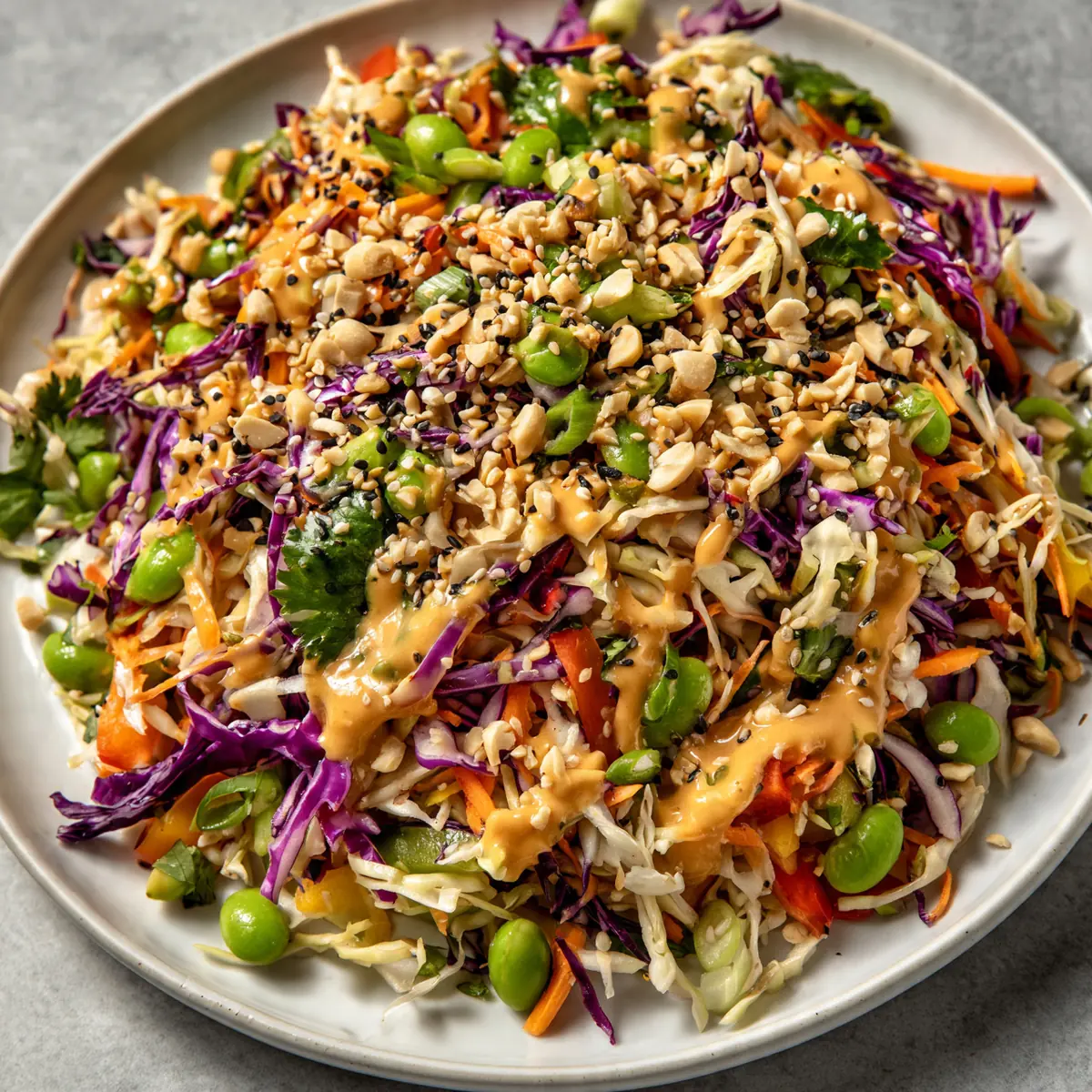 Crunchy Asian Slaw With Peanut Dressing