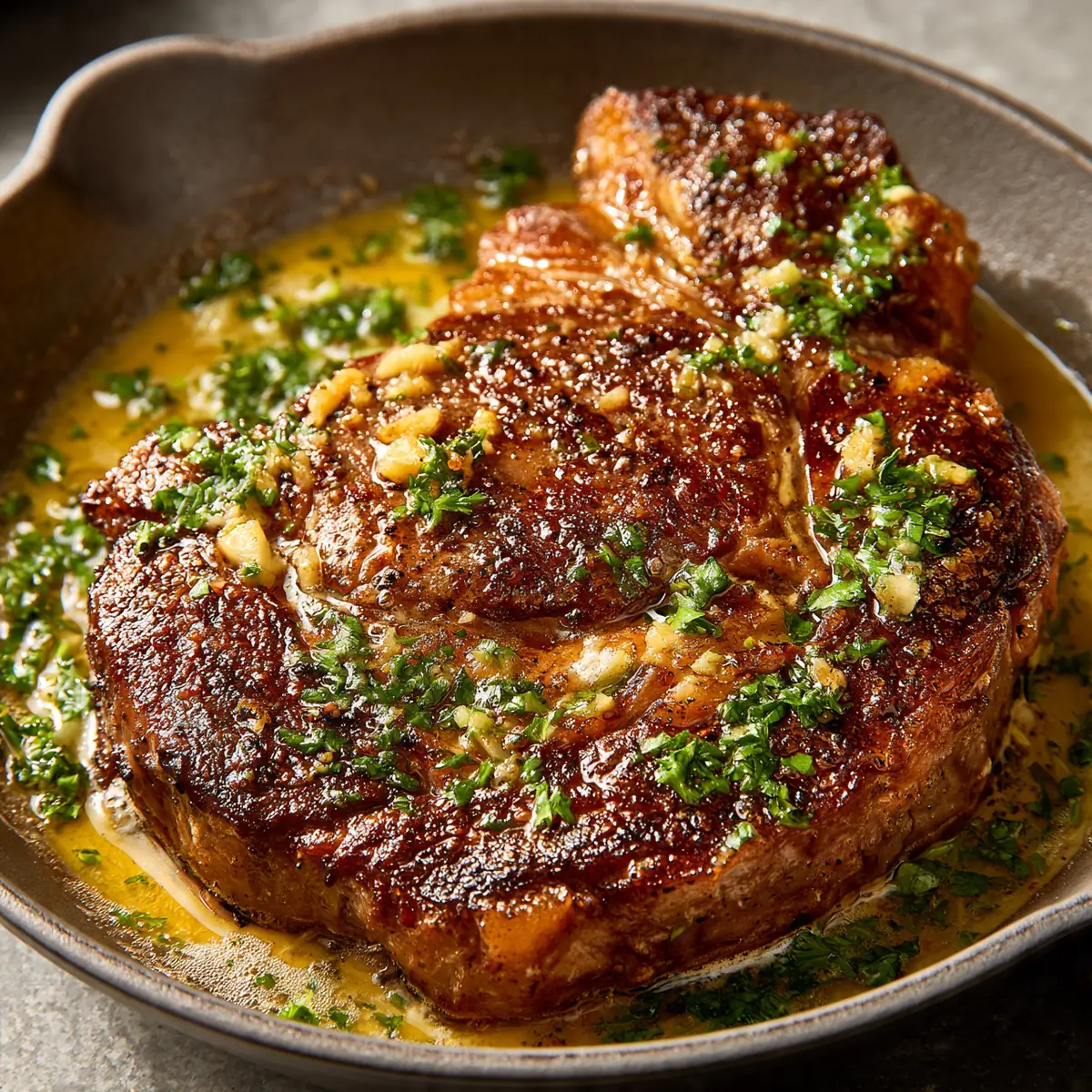 Garlic Butter Ribeye Steak Skillet