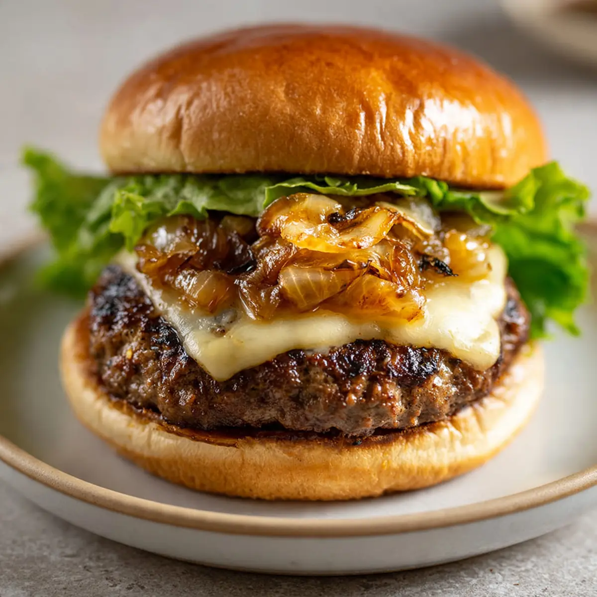 Grilled Beef Burgers With Caramelized Onions