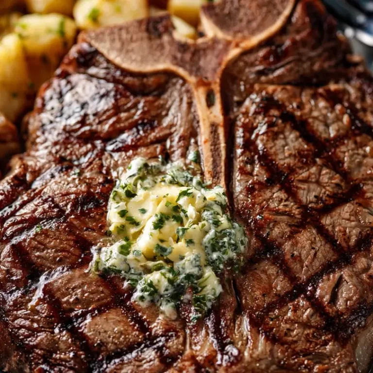 Grilled T-Bone Steak With Herb Butter