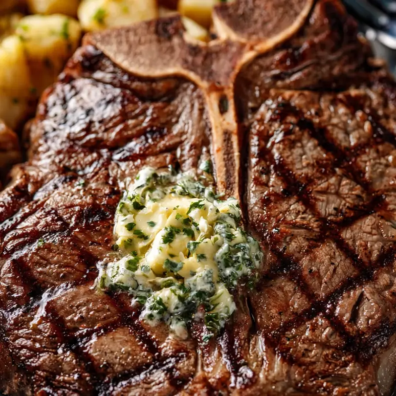 Grilled T-Bone Steak With Herb Butter