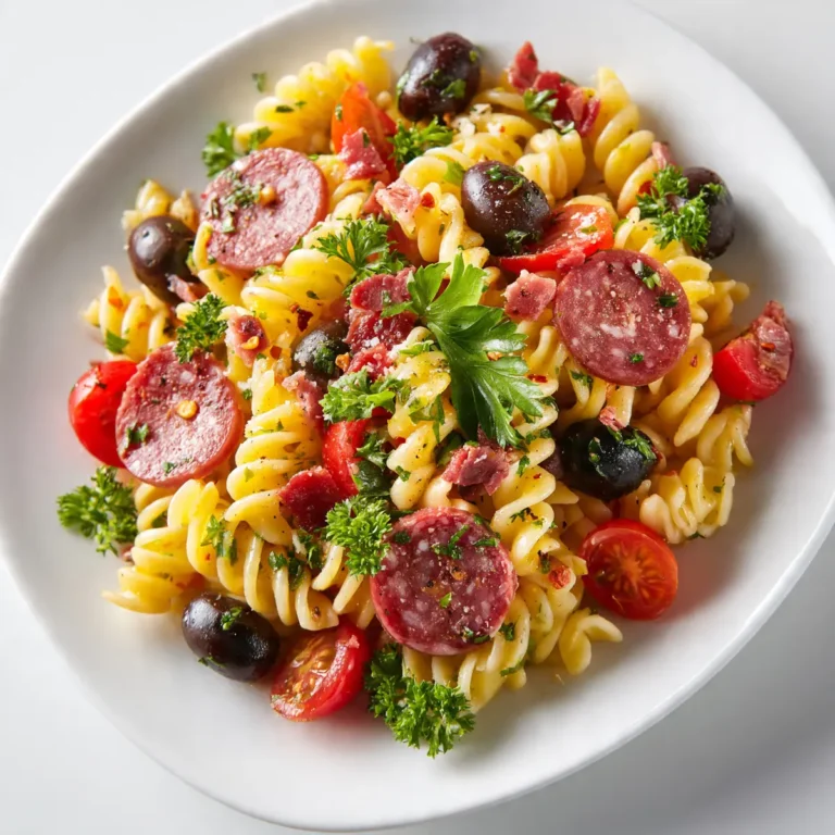 Italian Pasta Salad With Salami & Olives