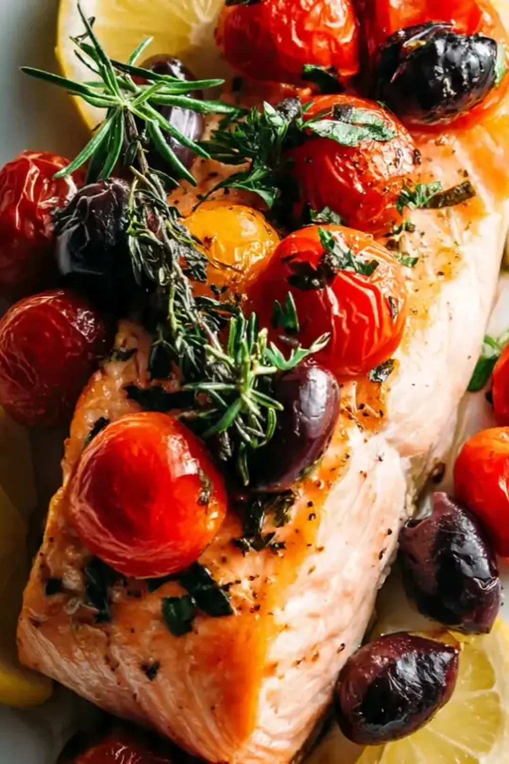 Mediterranean Baked Salmon with Olives & Tomatoes