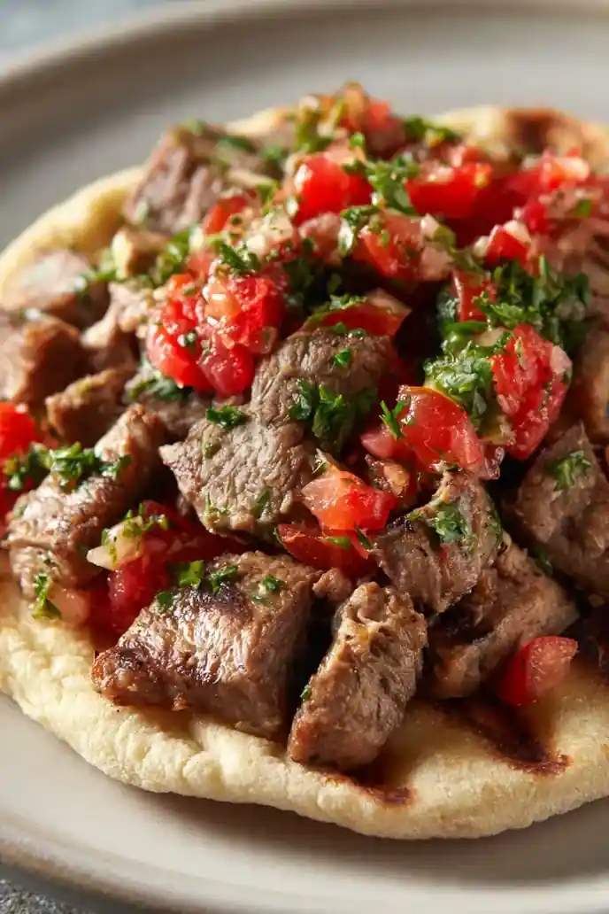 Open-Faced Beef Shawarma Toastie