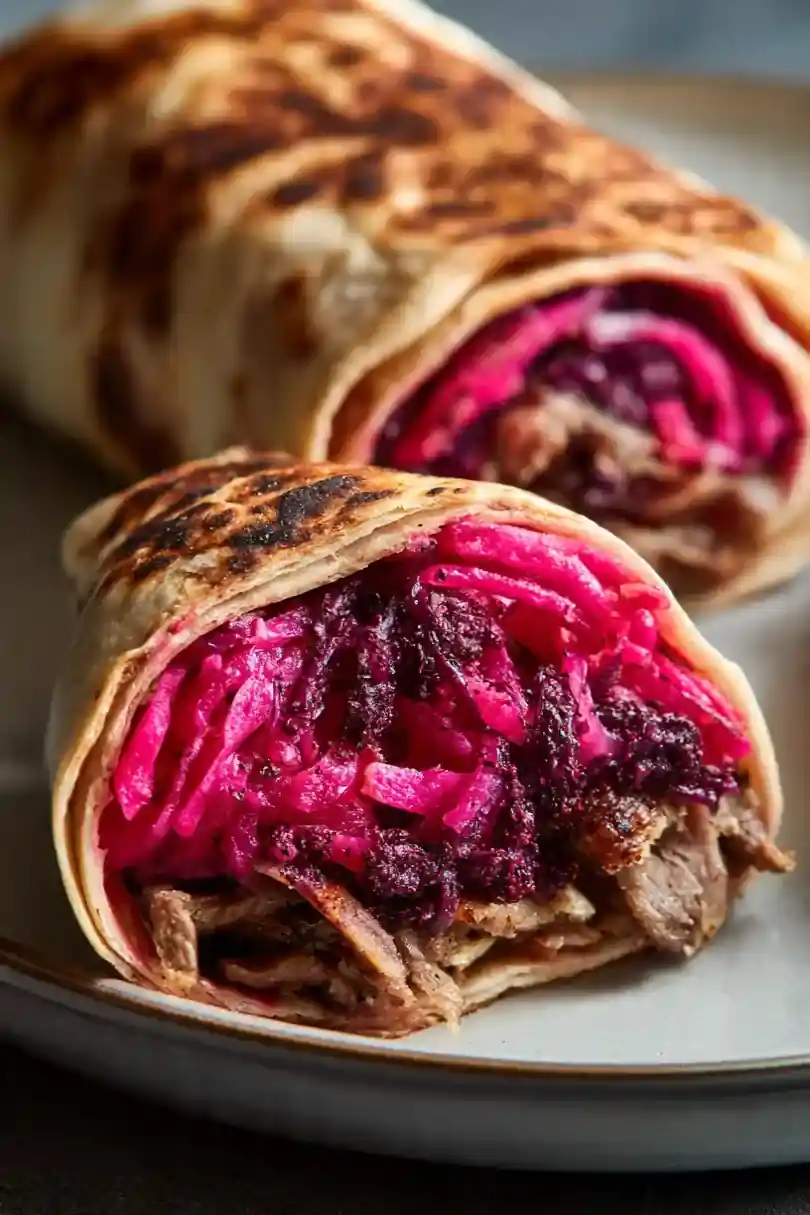 Pickled Turnip and Sumac Onion Shawarma Wrap