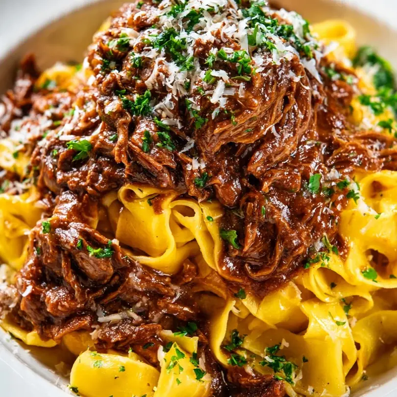 Slow Cooker Beef Ragu Over Pappardelle