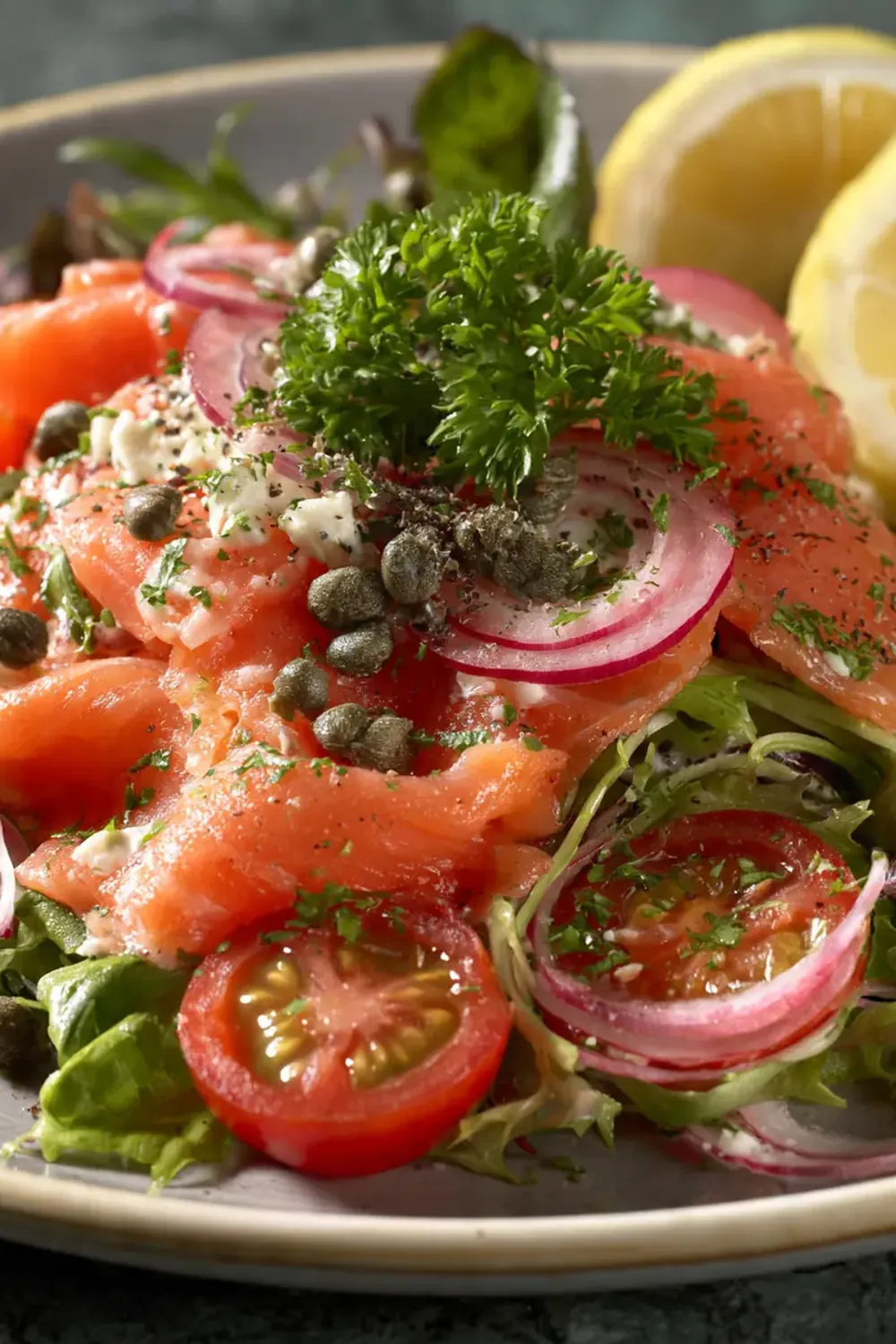 Smoked Salmon Salad with Capers & Cream Cheese