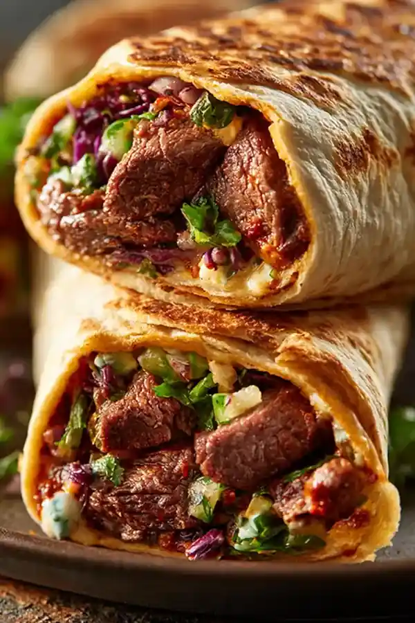 Spicy Harissa Beef Shawarma Wrap