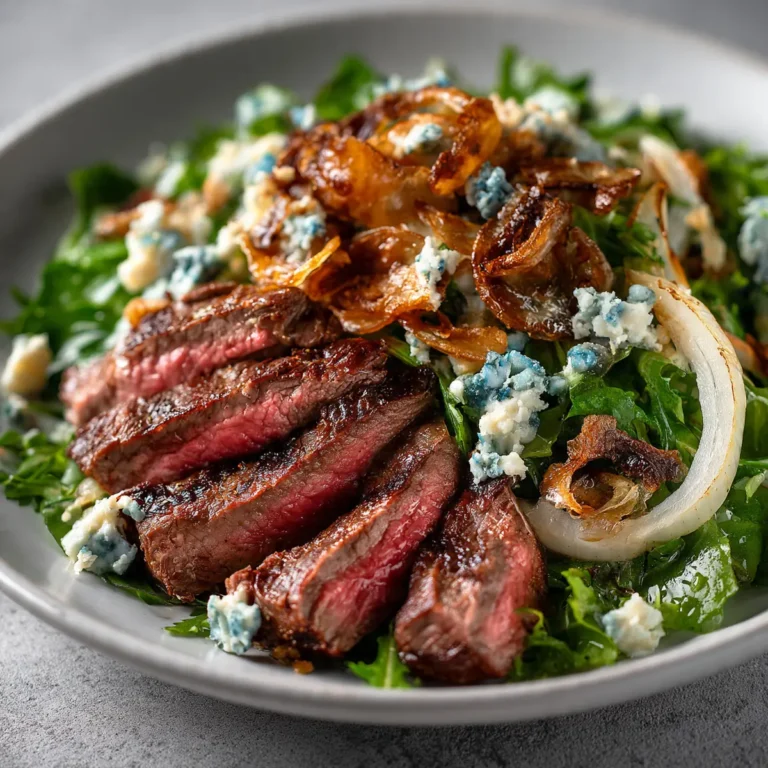 Steak Salad With Blue Cheese & Crispy Onions