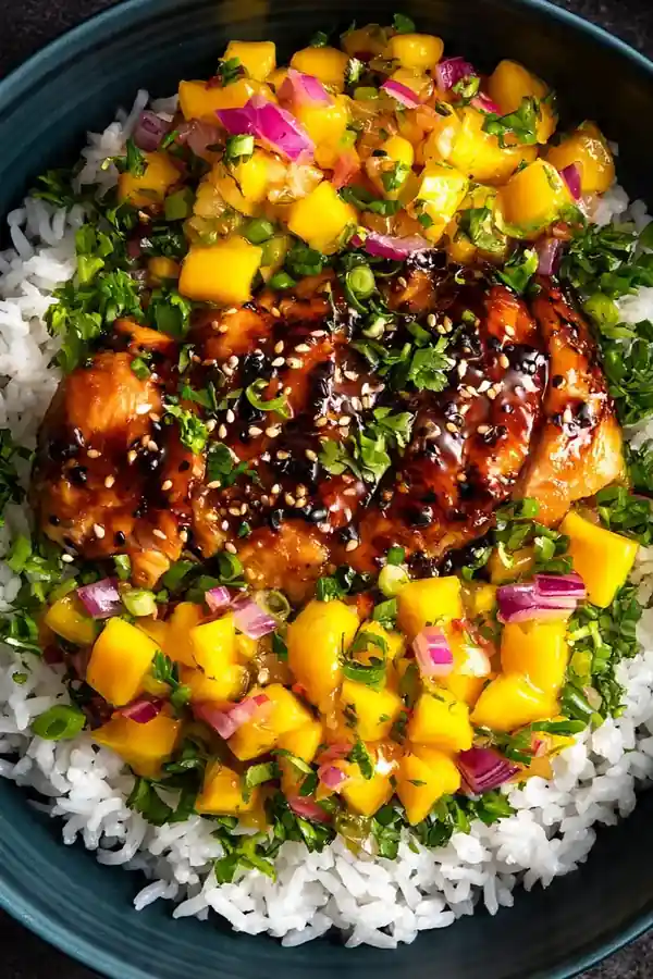 Teriyaki Chicken and Mango Salsa Bowl