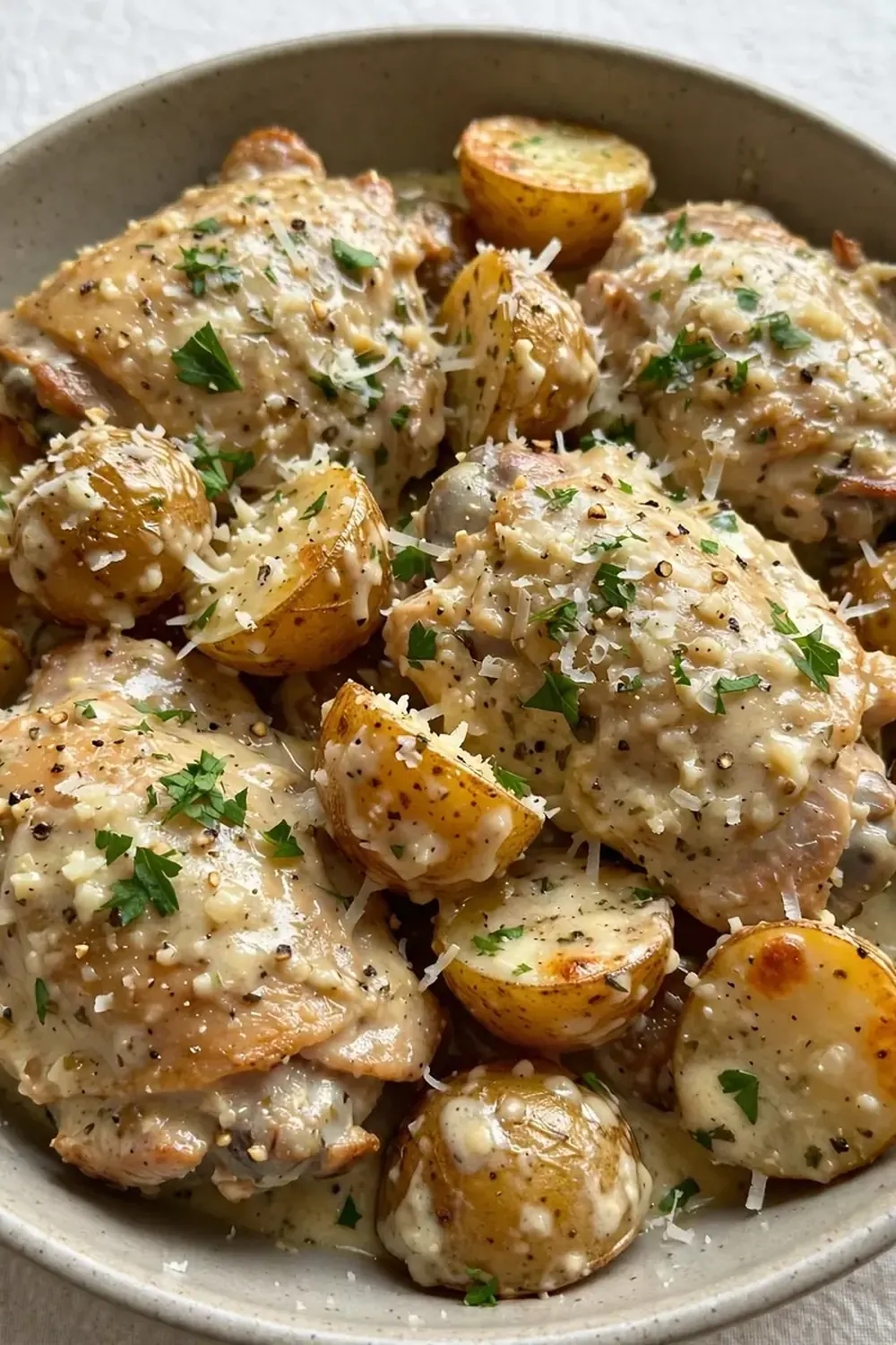 Crockpot Garlic Parmesan Chicken and Potatoes