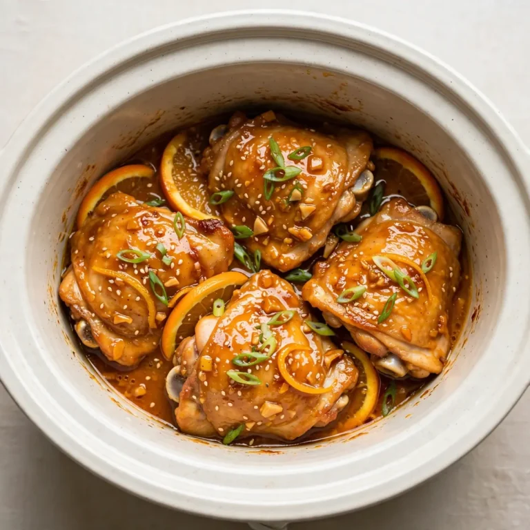 Easy Weeknight Crockpot Orange Chicken Thighs