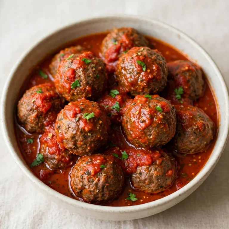 Quick Slow Cooker Beef Meatballs in Marinara