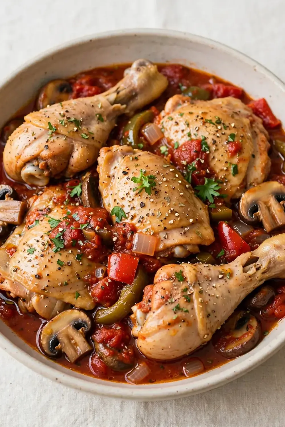 Slow Cooker Chicken Cacciatore (Wine-Free Tomato Base)