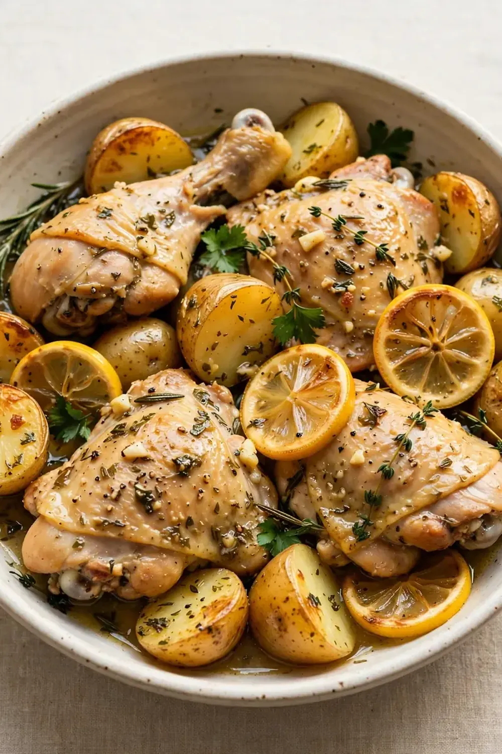 Slow Cooker Lemon Herb Chicken and Potatoes